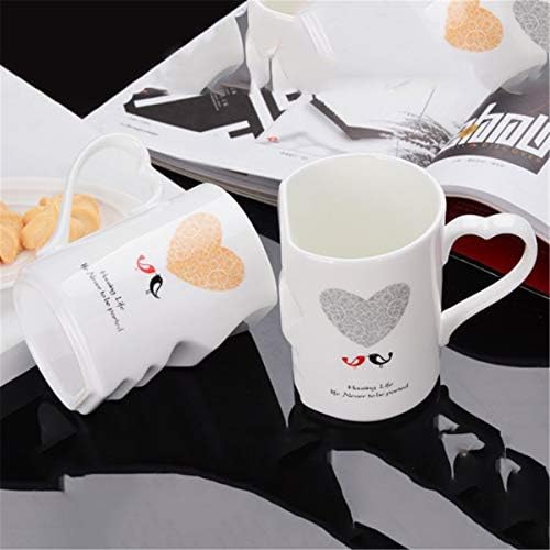 Творчески Комплект от Чаши за Целувки LKXHarleya, Керамични Кафеена Чаша за Двойки с капак, Комплект Чаени Чаши с бяло