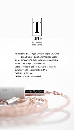 Moondrop LINE T 6N OCC Монокристален Мед 196-Жилен Литцевый Кабел За обновяване на слушалки 0,78 мм 2Pin 4,4 мм Балансиран