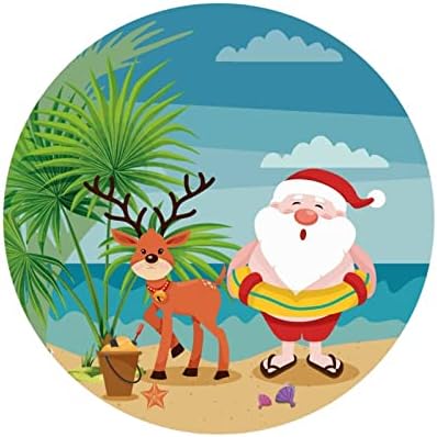 50 БР. Плажен Декор, Забавен Дядо коледа на плажа, 1,5 Кръгли Стикери Етикети Коледни Печати за Опаковане на Бутилки