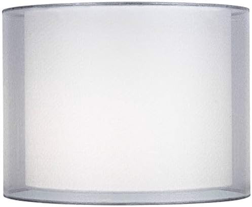 Сребристо-бял Двоен Прозрачен Лампа за лампи Малкия барабан 12 инча Отгоре x 12 см от дъното x 9 см във височина (Паукообразный),