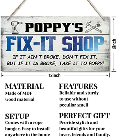 Знак в ретро стил, магазин за поправка на Poppy's, Ако Тя не се Счупи, не Чините Си. Но Ако Той Се Счупи, Пиши Го Мак!