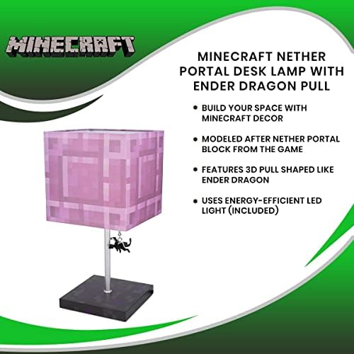 Настолна лампа Minecraft Nether Портал с Притегателен Дракон Эндера | Настолна Лампа на нощното шкафче с led осветление