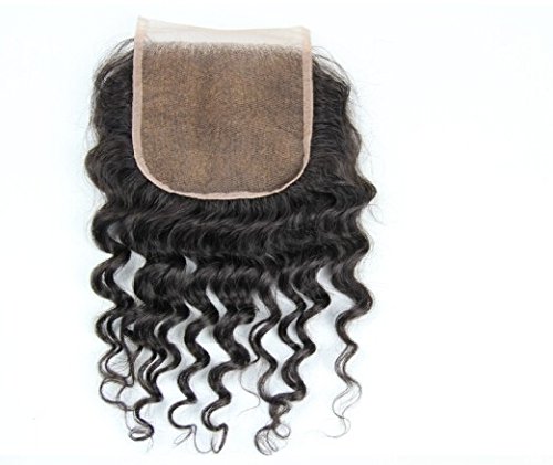 DaJun Hair 6A С Обесцвеченными Възли в средната част, Лейси Горната Закопчалка 5 5 18, на Китайски естествен косъм, Дълбока Вълна, Естествен цвят (марка: DaJun£
