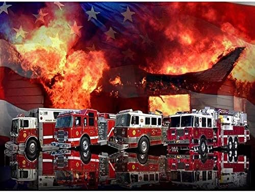 5D Червена Пожарна кола Американски Флаг Пълна Диамантена живопис YIOITTIO Комплекти на Кръстат Бод Художествена Живописна