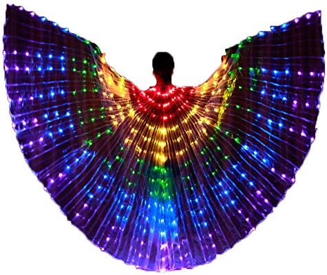O3 Belly Dance LED Isis Wings с Телескопични Пръчки Glow Осветяват Костюми Ангел