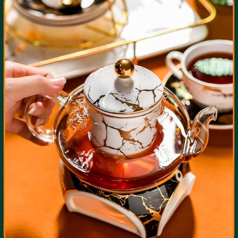 YQBUER Следобеден Чай Билков Чай Начална Дневна Стъклена Кана С нагревател За Плодове Цвете Чаена Чаша