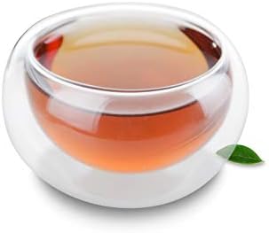 Елегантен чайник Prettyard Стъкло с приготвяне на чай от неръждаема стомана + 4 мини-чаши с двойни стени