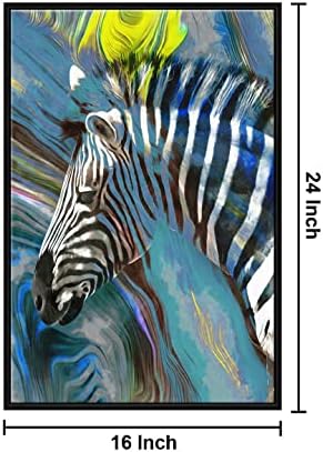 999Store плаващ рамка zebra art вертикална картина за стена (Canvas_Black Frame_16X24 инча) Черен 011