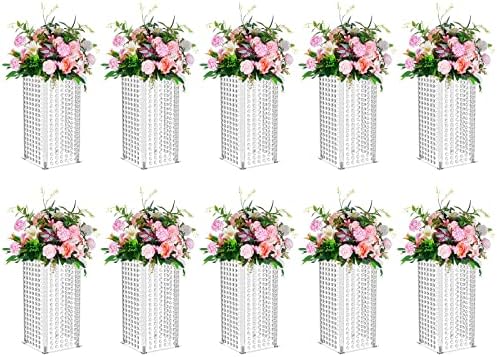 Централните елементи за сватба, Акрилни вази - 10 бр, Crystal Ваза за цветя с височина 15,7 инча, Поставка за цветя за