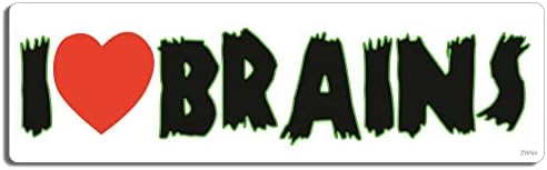 Gear Tatz - обичам Мозъци (Сърцето) - Зомбита - Стикер върху бронята - 3 x 10 инча - Професионално направено в САЩ (винил,