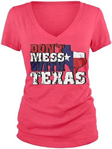 Тениска Amdesco Junior's Не связывайся с Тексас от V-образнымвырезом
