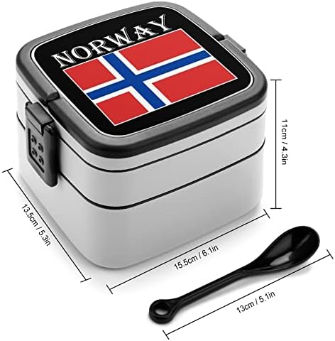Кутия за Бэнто с Норвежки Флаг, Двуслойни Универсален Штабелируемый Контейнер за Обяд с Лъжица за Пикник, Работа и Пътуване