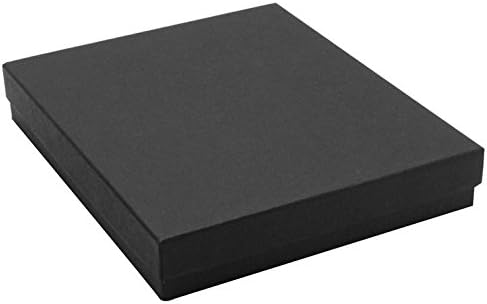 Подарък калъф TheDisplayGuys от 25 опаковки от картон №65 с Памучен пълнеж - Матово Черен Ковчег за бижута (6 3/16 x