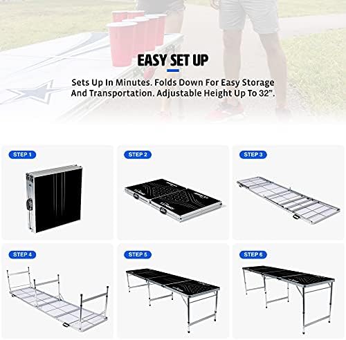 EastPoint Sports Леки Сгъваеми маси за игра на понг с чаши и топки, идеални за пикник, дворове, партита, парк, барбекю,
