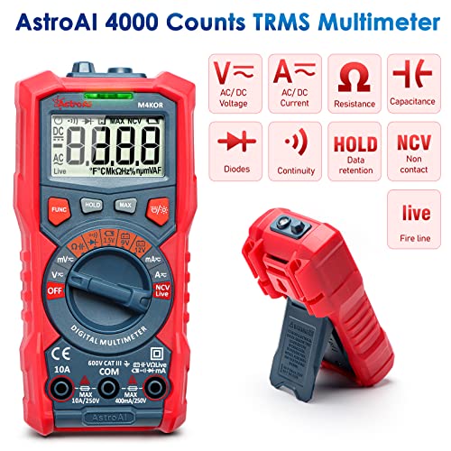 Мултицет AstroAI TRMS 4000 Точки с автоматичен обхват + 4000 Точки с автоматичен обхват на Цифров Клещевой м