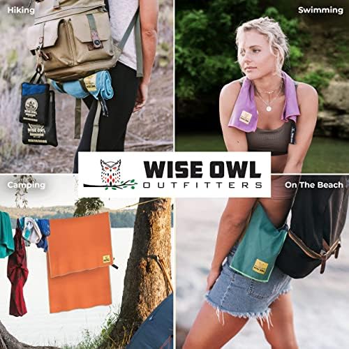 Кърпа за къмпинг Wise Owl Outfitters - Аксесоари за къмпинг, Быстросохнущее Кърпа от Микрофибър за Пътуване, Туризъм,