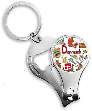 Дания Пейзаж Животни Националния Флаг Ножица за Нокти Халка Ключодържател Отварачка За Бутилки Машина За Рязане