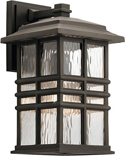 На улицата, с монтиран на стената лампа Kichler Beacon Square 14.25 1 Light с Прозрачен Кованым стъкло от Старата бронз®