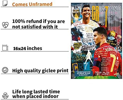 Плакат NIIORTY CR7 Кристиано Роналдо, Мотивирующая Футболна Звезда, Платно, Стенно Изкуство, Футболно Спортно Стенно