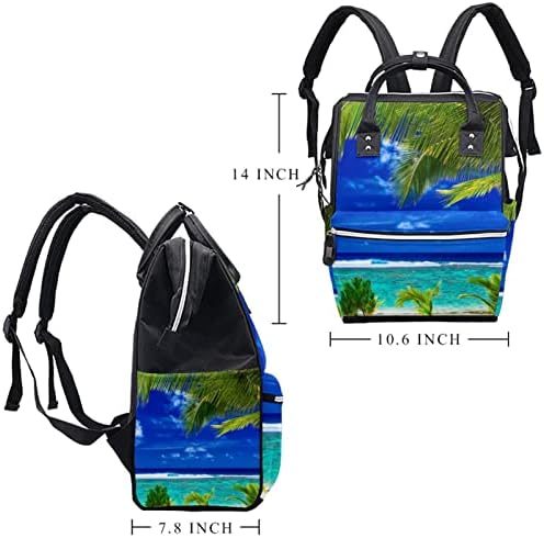 Раница-чанта за Памперси VBFOFBV, Мултифункционален Голям Раница За Пътуване, Лятото С Тропическа Пясъчна Палма