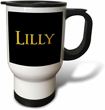 3дРоза Лили атрактивното детско име за момиче в САЩ. Подаръчни чаши и жълт цвят на черен за пътуване (tm_353968_1)
