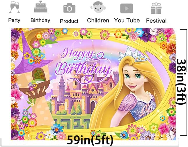 Принцеса Рапунцел Фон за Парти по случай рождения Ден на Принадлежност Сложен Фотофоны Темата на рождения Ден на Знамето