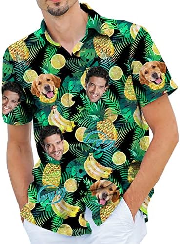 Изработена по поръчка Хавайска Риза с Лице, Персонални Цветни Ежедневни Ризи с Копчета за Мъже, Индивидуални Смешни Ризи