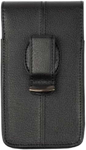 Набедренный чанта-кобур от черна текстурирани вертикална кожа с клип за колан за всички нови HTC One M7 (32 GB, 64 GB)