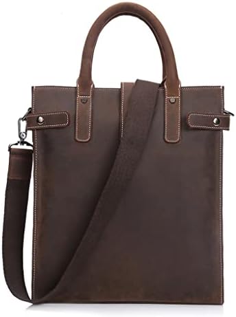 LIRUXUN Мъжки чанти От естествена Кожа с Вертикални Абзац, Ретро Чанта За Отдих, Мъжка Чанта През рамо, Бизнес чанта