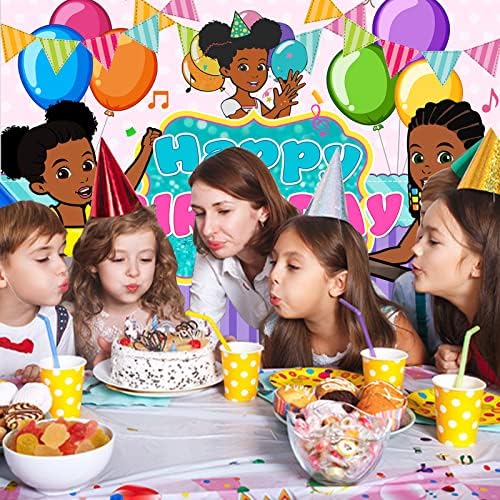 Украса за партита, Cartoony Банер за парти честит Рожден Ден, на Фона на Тематични партита Размер 5x3 Фута за Деца