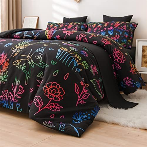 Комплект спално бельо A Nice Night от 7 теми, Комплект завивки и чаршафи, Комплект одеяла с цветни пеперуди-Меки комплекти