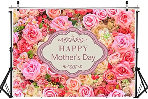 WOLADA 7x5FT Фон за Снимки на Ден на Майката, Цветя за Деня на Майката Стенен Фон За Снимки Розово Цвете, с монтиран