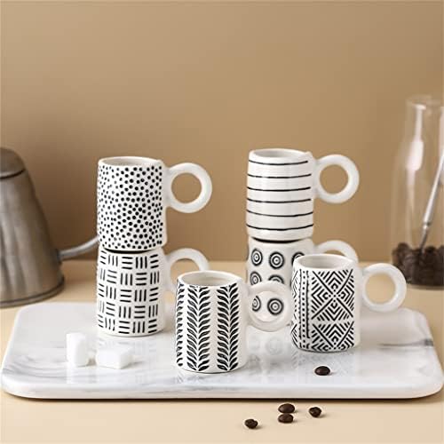 Чашата за кафе в скандинавски стил, Малки Чаши за Еспресо с Геометричен Дизайн, Керамика, Ръчно Рисувани, Кафеена Чаша