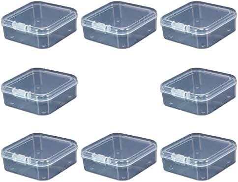 8 Бр., Малка Пластмасова кутия с капак, Квадратни Пластмасови опаковки, Прозрачни Пластмасови Кутии, Контейнери за Бродерия,
