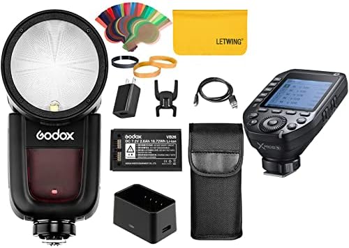 Светкавица Godox V1-N за Nikon, 76 W 2,4 G 1/8000 HSS светкавица, литиева батерия, 2600 mah TTL Светкавица с кръгла глава