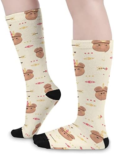 Чорапи с Принтом Хубава Мечка в Племенно стил Бохо, Подходящи По Цвят, Спортни Чорапи до Коляно за Жени и Мъже