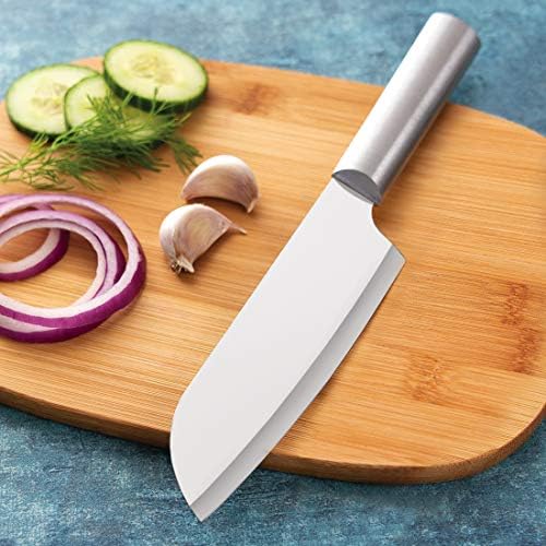 Комплект Кухненски Ножове от Неръждаема Стомана Stas Cutlery Oak Block 7 Бр. с Алуминиево Сребърна дръжка