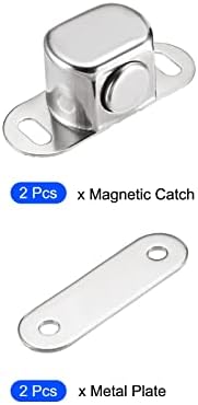 Магнитни Ключалки METALLIXITY (40 мм/1,57) 2 бр., Магнитна Ключалка за шкаф от Неръждаема Стомана - за Врати чекмедже на гардероба, Украса за дома, Сребрист Тон