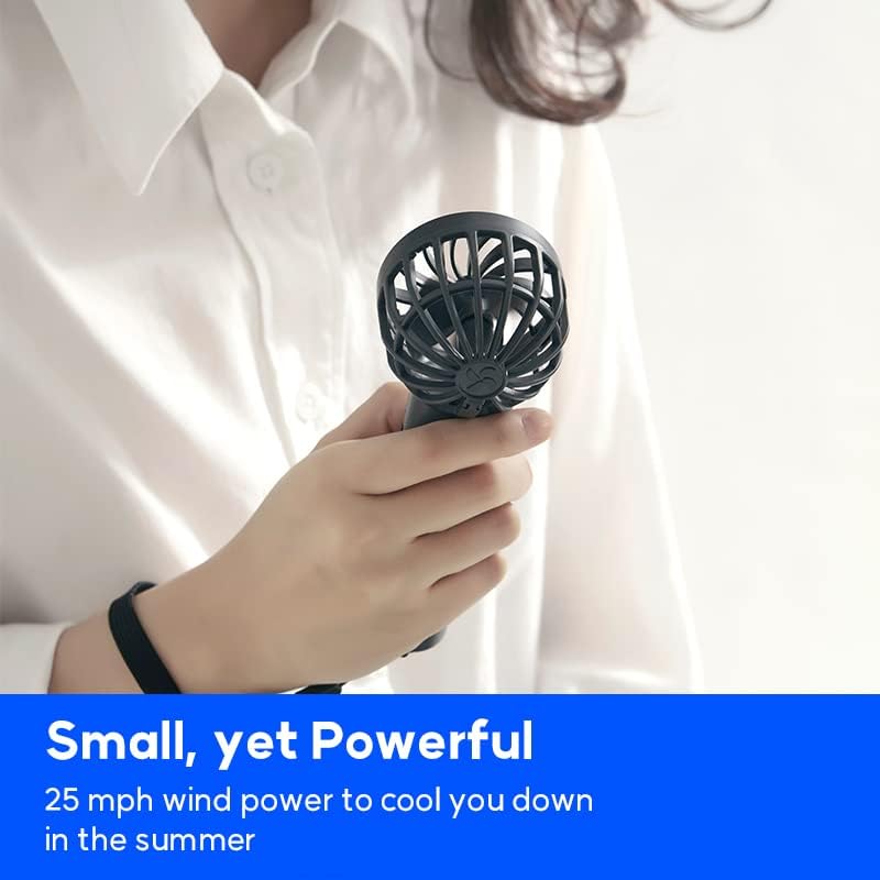 Minihead Fan Pro (черна) - мини-ръчно фен, 24-часова батерия, лек 0,22 паунда (99 g), джобен размер, мощен въздушен поток,
