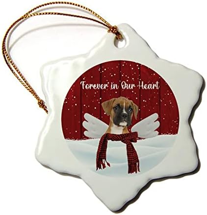 Подарък за Съболезнования Кучето, Подаръци от Загуба на домашни любимци, Завинаги в сърцето ни Паметник Порцеланов Коледен