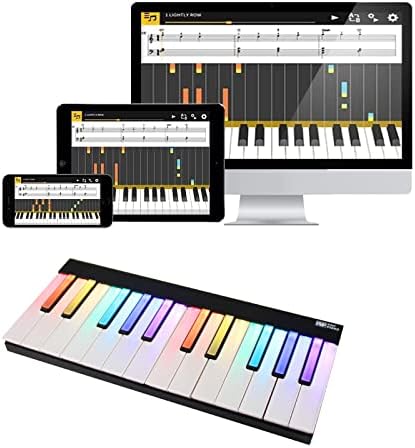 QIUCABLE Мини Музикална Клавиатура за пиано с дъгова подсветка 24 Клавишите - Електронно Портативно Mini Digital Клавиатурное