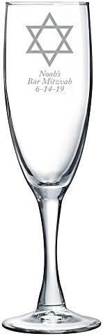 Персонализирани Флейта за Шампанско с Цветен принтом - Звездата на Давид - Сребърен - 144 опаковка