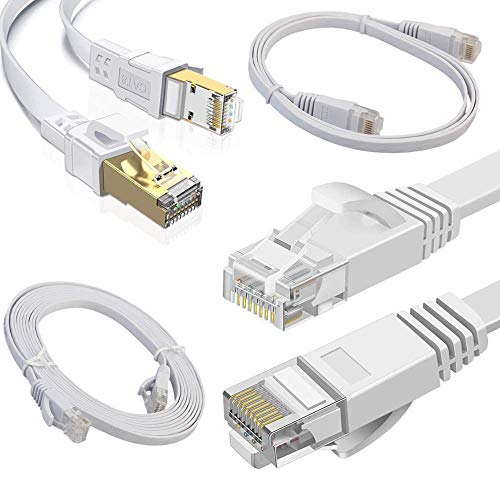 2 Пакета Cat 6 Плоски кабели Ethernet Бяло, Rj-45 Интернет-пач-кабел Мрежов Кабел кабелен Интернет за вашия Домашен офис