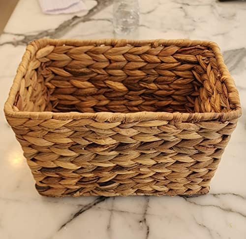 Кошница за съхранение на Воден зюмбюл - Правоъгълни Плетени кошници, ръчно изработени размер 10x6 инча - Органайзер за