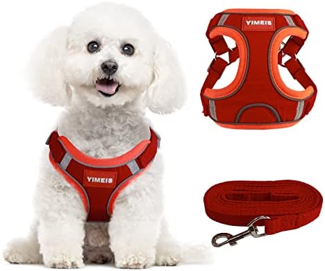 Комплект от колан за малки кучета XS и Каишка, Ултра Мека Регулируема Шлейка за кученца Без Напрежение, със Светлоотразителен