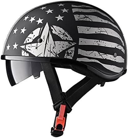 Полушлем AHR с сенника, Быстроразъемной Катарама, Мотоциклет шлем Warrior половината лице за наем, който да бъде Одобрен