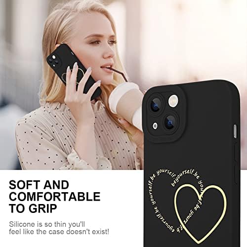 Fitunta Разработена за iPhone 13 Калъф Луксозен Златен Силикон устойчив на удари калъф с Шарките на Сърцето, за Жени
