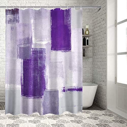 Тъканта Завеса за душ за баня, Абстрактна Геометрична Лавандула, Обичай Комплект Завеси за душ с куки, Луксозни Завеси