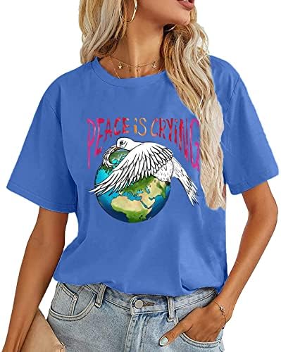 NOKMOPO / Дамски Ризи Размер Плюс, Мода Лято Свободна Тениска С кръгло деколте и къси ръкави, на База Пуловер, Върхове