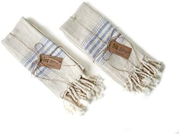 Набор от Ahenque от 4 Ленено Памучни Кърпи / хавлии с високо качество, Естествени цветове и екологично Чиста кърпа за